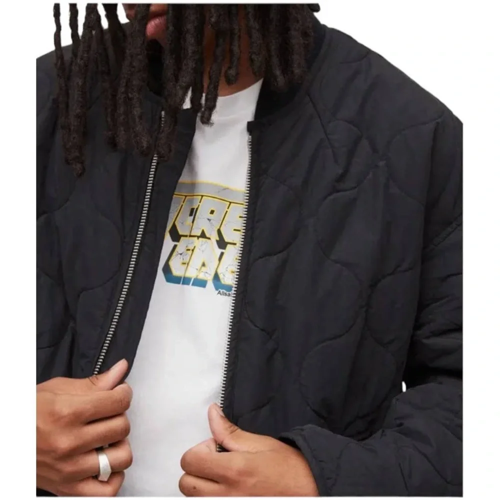 ALLSAINTS Jiro Quilted Bomber Jacket in Koto Black Size Small New - Picture 5 of 14